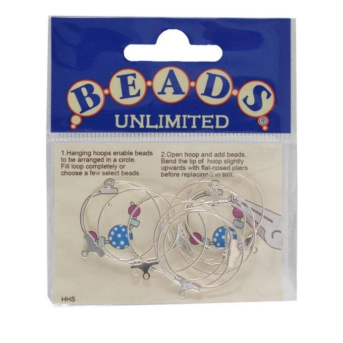 Beads Unlimited Silver Plated Hanging Hoops 25mm 10 Pack - Image 2