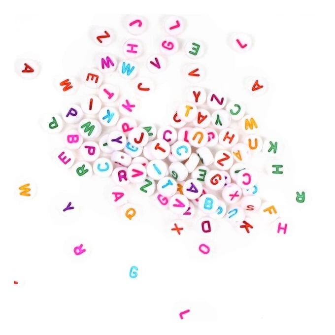Hobbycraft White Round Flat Alphabet Beads With Colour 7mm X 4mm - Image 2