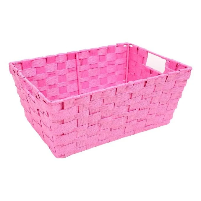 Hobbycraft Pink Paper Storage Basket 33cm X 23cm X 14cm