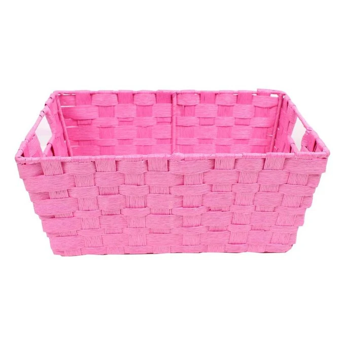 Hobbycraft Pink Paper Storage Basket 33cm X 23cm X 14cm - Image 2