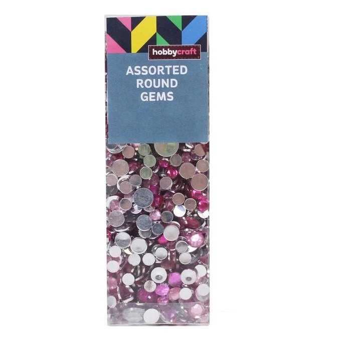 Hobbycraft Pink Assorted Round Gems 90g - Image 2