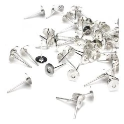 Beads Unlimited Silver Plated Midi Flat Stud 30 Pack