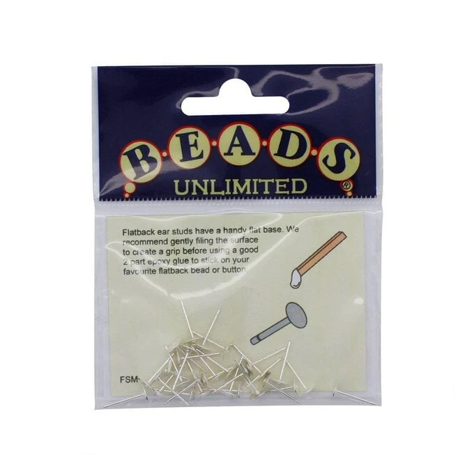 Beads Unlimited Silver Plated Midi Flat Stud 30 Pack - Image 2