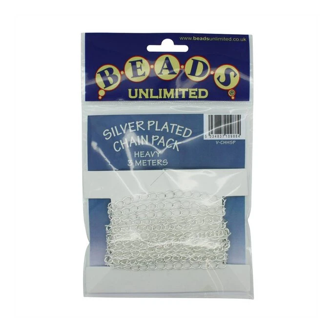 Beads Unlimited Silver Plated Heavy Curb Chain 4.5mm X 3m - Image 2