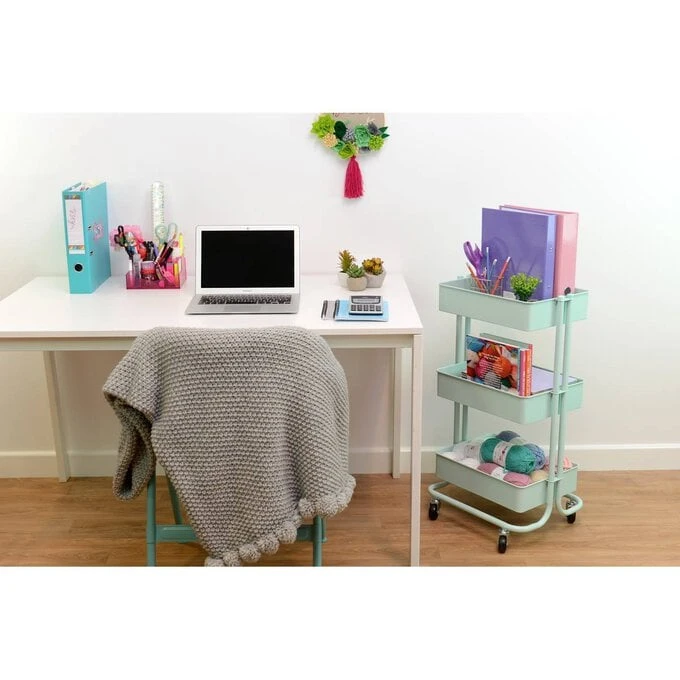 Hobbycraft Mint Green Three Tier Storage Trolley - Image 3