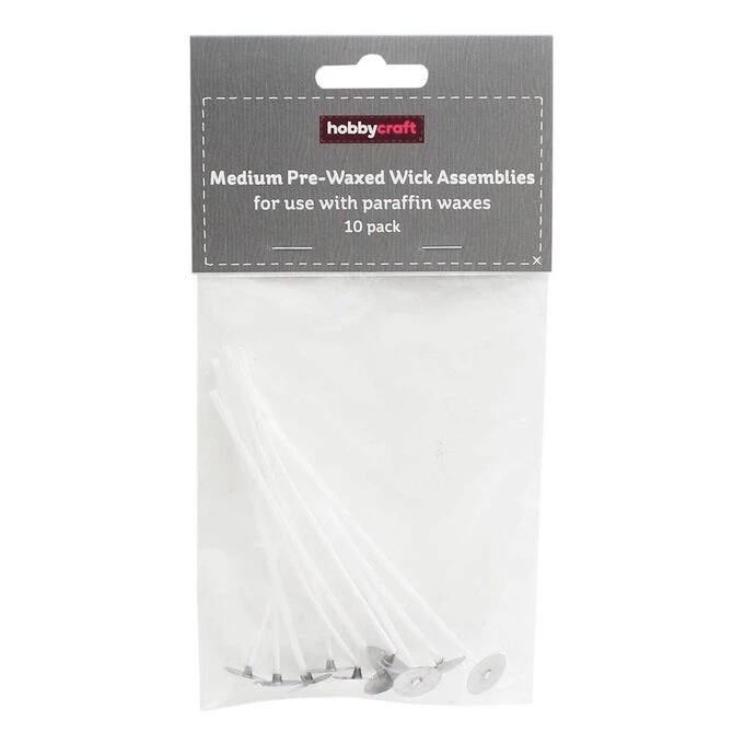 Hobbycraft Pre-Waxed Wick Assemblies For Paraffin Wax 100mm 10 Pack - Image 2