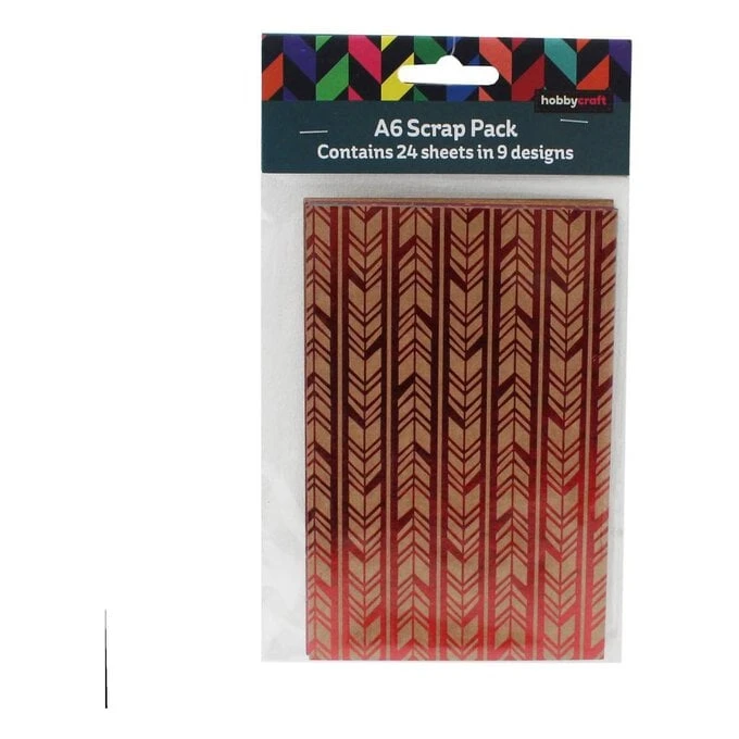 Hobbycraft Foil Print Kraft Scrap Pack A6 24 Sheets - Image 2