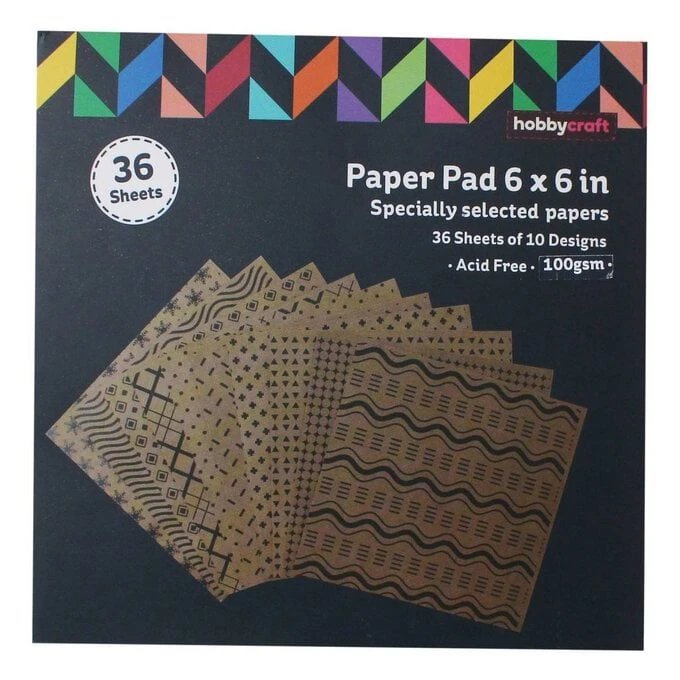 Hobbycraft Kraft And Black Paper Pad 6 X 6 Inches 36 Sheets - Image 2