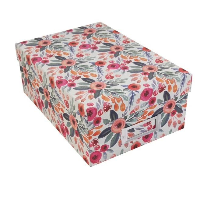 Hobbycraft Floral With Leaves Storage Box 11cm X 20cm X 29cm