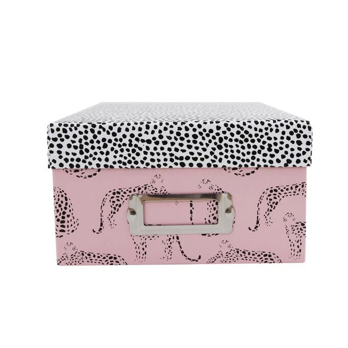 Hobbycraft Pink Leopard Dot Storage Box 11cm X 20cm X 29cm - Image 2