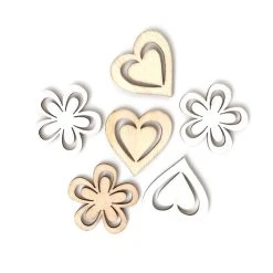 Hobbycraft Heart And Flower Wooden Toppers 6 Pack