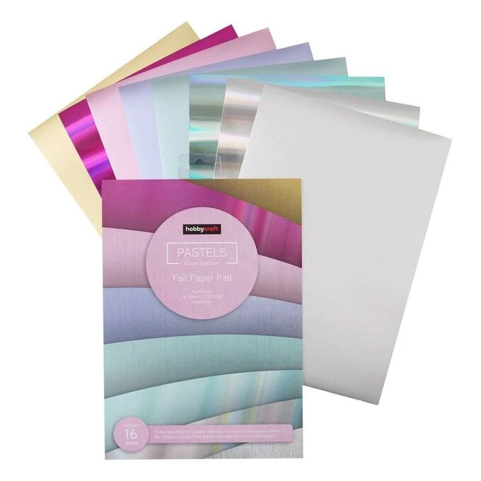 Hobbycraft Pastel Foil Paper Pad A4 16 Sheets