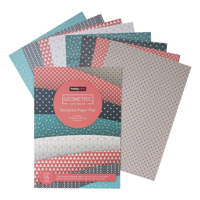 Hobbycraft Geometric Designed Paper Pad A4 16 Sheets