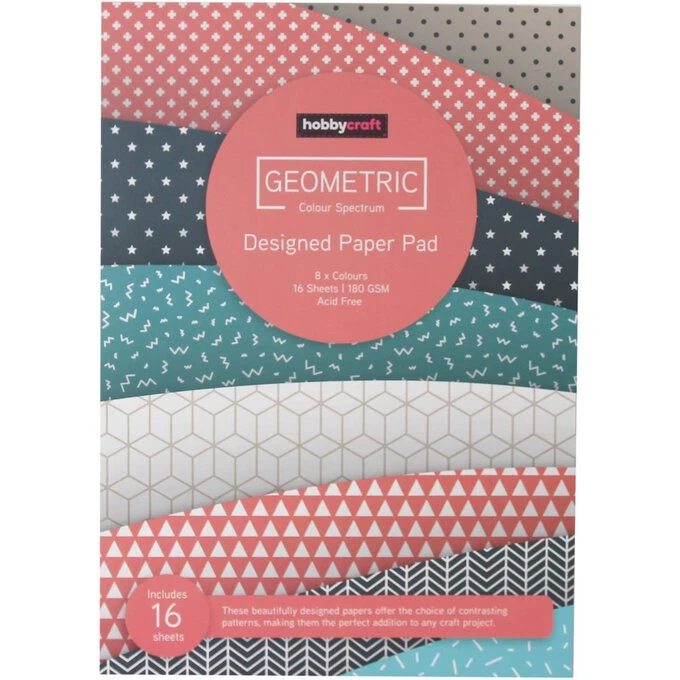 Hobbycraft Geometric Designed Paper Pad A4 16 Sheets - Image 3