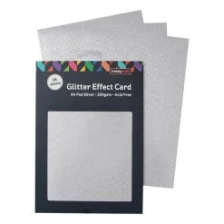 Hobbycraft Silver Glitter Effect Card A4 16 Sheets