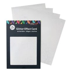 Hobbycraft White Glitter Effect Card A4 16 Sheets