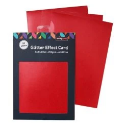 Hobbycraft Red Glitter Effect Card A4 16 Sheets
