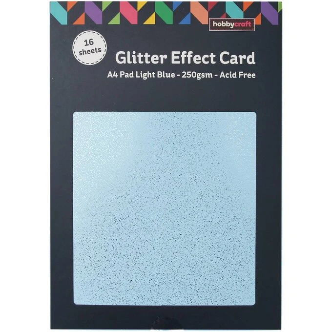 Hobbycraft Light Blue Glitter Effect Card A4 16 Sheets - Image 3