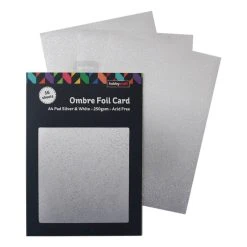 Hobbycraft White And Silver Ombre Foil Card A4 16 Sheets