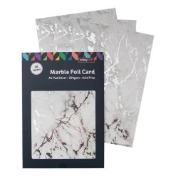 Hobbycraft Silver Marble Foil Card A4 16 Sheets