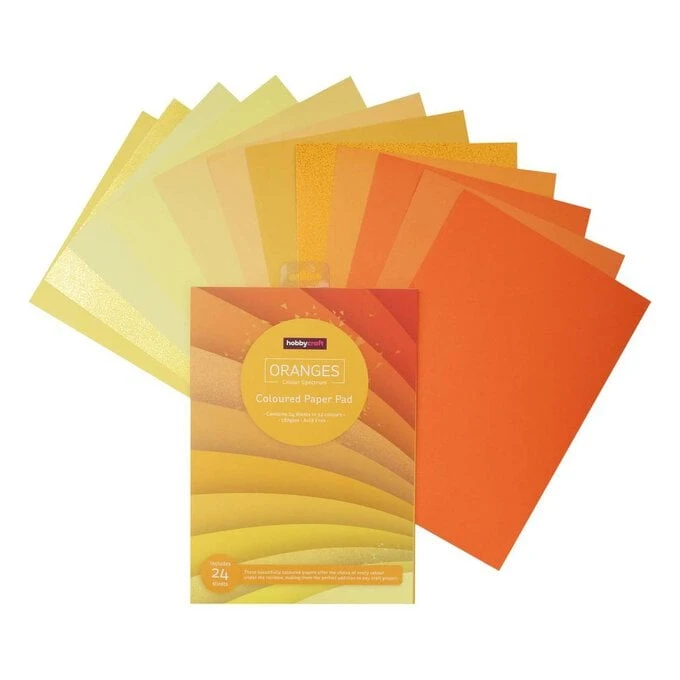 Hobbycraft Orange Coloured Paper Pad A4 24 Pack