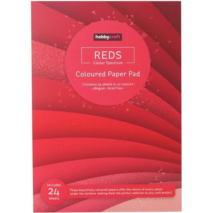 Hobbycraft Red Coloured Paper Pad A4 24 Pack - Image 3