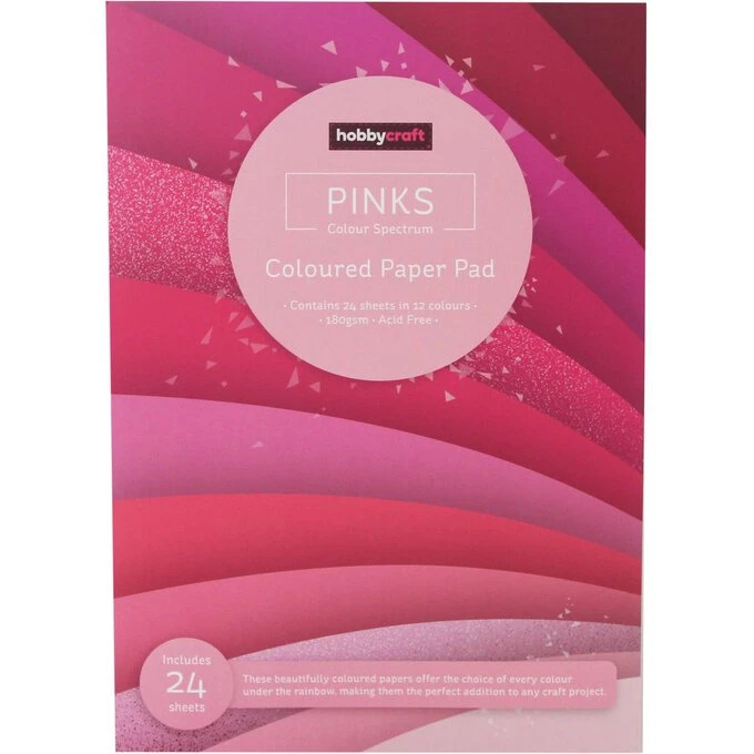 Hobbycraft Pink Coloured Paper Pad A4 24 Pack - Image 3