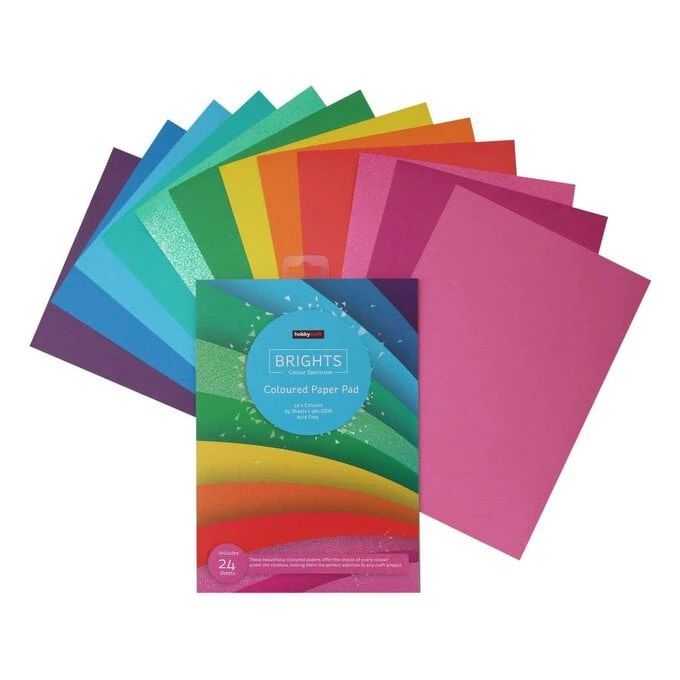 Hobbycraft Bright Coloured Paper Pad A4 24 Pack