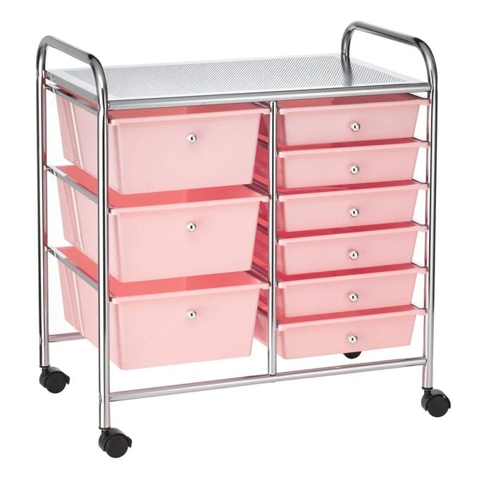 Hobbycraft Blush Rolling Organiser 9 Drawers