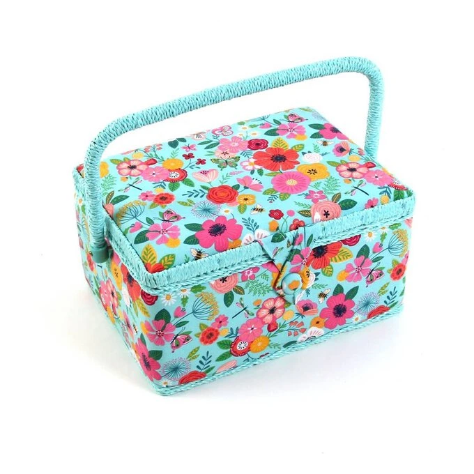 Hobbycraft Teal Floral Garden Sewing Box