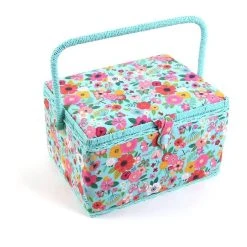 Hobbycraft Large Teal Floral Garden Sewing Box