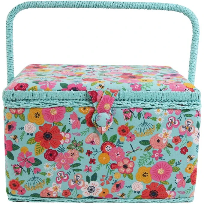 Hobbycraft Large Teal Floral Garden Sewing Box - Image 3