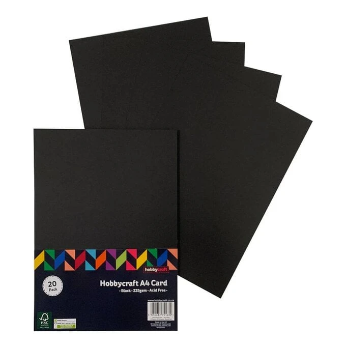Hobbycraft Black Card A4 20 Pack