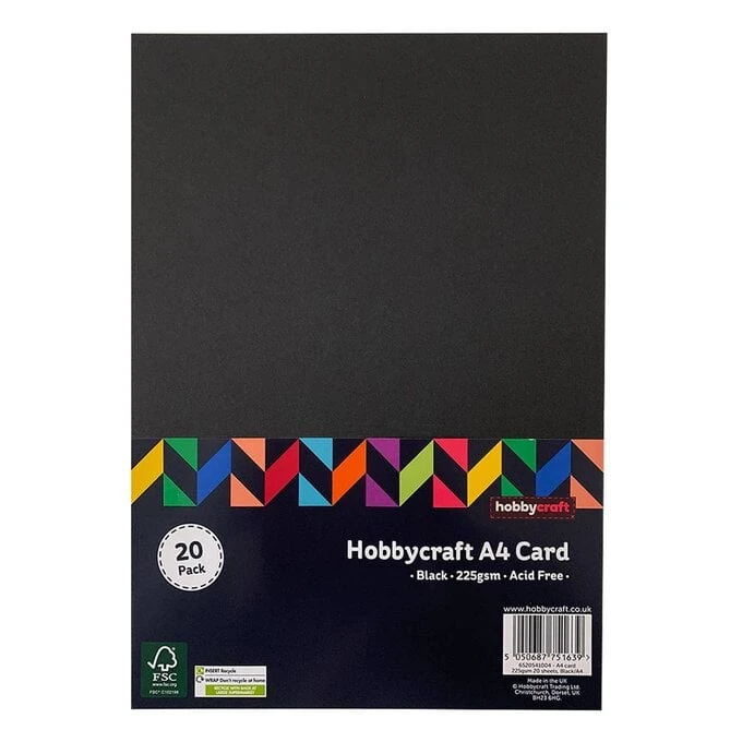 Hobbycraft Black Card A4 20 Pack - Image 2