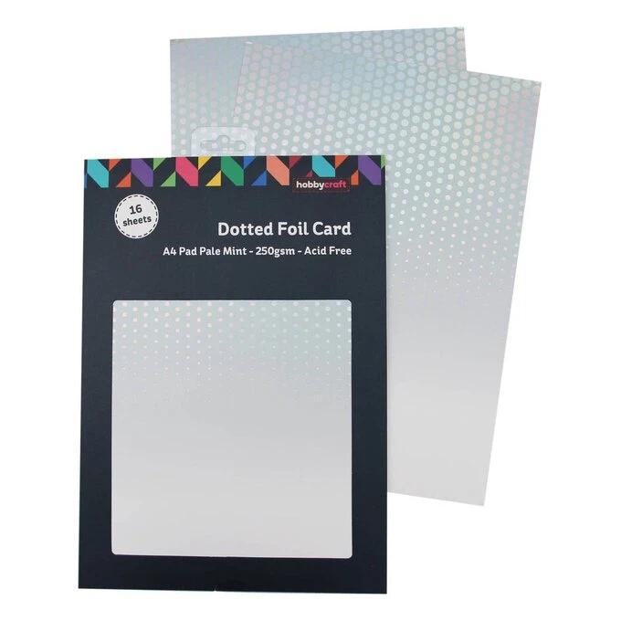 Hobbycraft Pale Mint Dotted Foil Card A4 16 Sheets