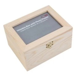 Hobbycraft Wooden Box With Photo Frame 18cm X 14cm X 10cm