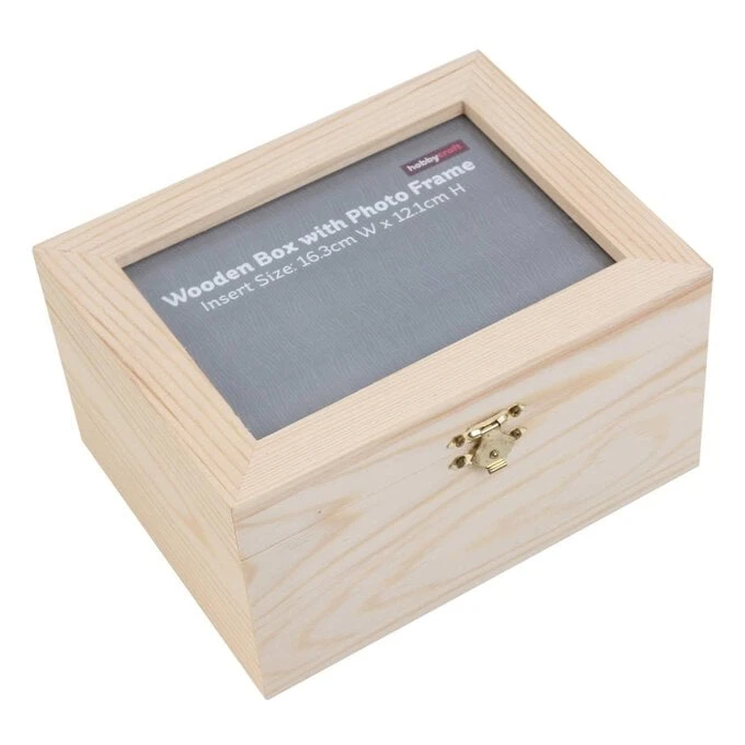 Hobbycraft Wooden Box With Photo Frame 18cm X 14cm X 10cm