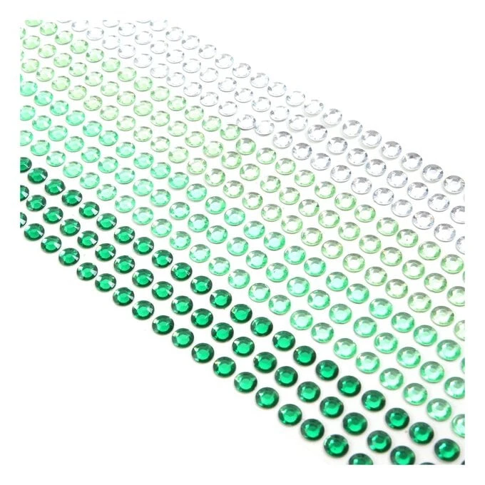 Hobbycraft Mixed Green Adhesive Gems 6mm 504 Pack