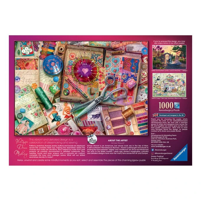 Ravensburger Vintage Dressmaking Jigsaw Puzzle 1000 Pieces - Image 3
