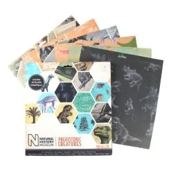 Papermania Natural History Museum Prehistoric Creatures Paper Pad 12 X 12 Inches 50 Pack