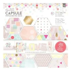 Papermania Geometric Neon Paper Pad 12 X 12 Inches 36 Pack