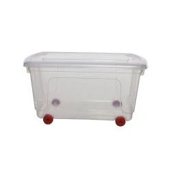 Whitefurze Clear Storage Box On Wheels 45 Litres