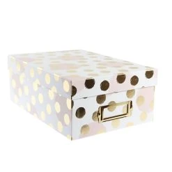Hobbycraft Rose And Gold Polka Dot Photo Box 11cm X 20cm X 29cm