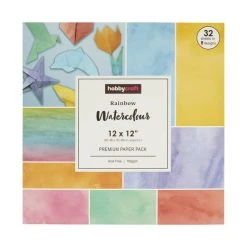 Hobbycraft Rainbow Watercolour 12 X 12 Inches Paper Pack 32 Sheets