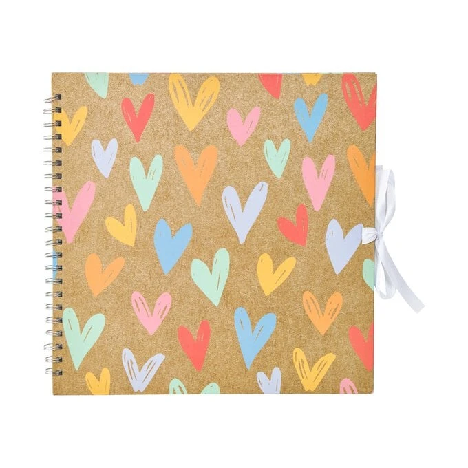 Hobbycraft Spiral Bound Hearts Scrapbook 12 X 12 Inches