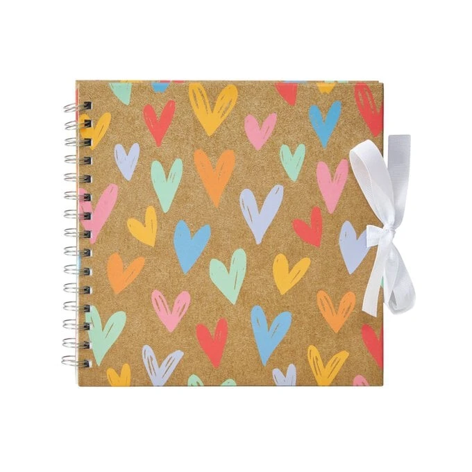 Hobbycraft Spiral Bound Hearts Scrapbook 8 X 8 Inches