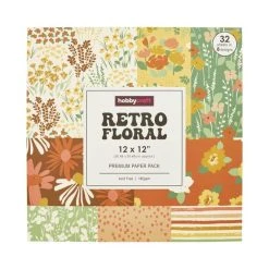 Hobbycraft Retro Florals 12 X 12 Inches Paper Pad 32 Sheets