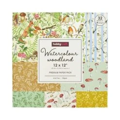 Hobbycraft Watercolour Woodland 12 X 12 Inches Paper Pad 32 Sheets